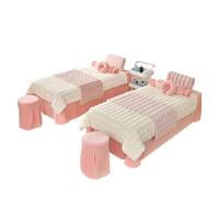 Ensemble de Draps de Table de Massage Housse de lit de massage douce for spa, salon de beauté, ensemble de literie 4 pièces(Bubble white pink,190x80cm)