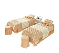Ensemble de Draps de Table de Massage Housse de lit de massage douce for spa, salon de beauté, ensemble de literie 4 pièces(Bubble Brown,190x80cm)