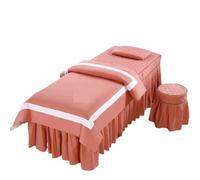 Ensemble de Draps de Table de Massage Parure de lit for Salon de beauté, 4 pièces, Style Simple, for Massage, utilisation Spa, housse de couette, jupe de lit, King/Queen(Red,70x185cm)