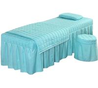 Ensemble de Draps de Table de Massage Parure de lit for Salon de beauté, ensemble de literie for Massage, Spa, draps, couvre-lit, jupe, housse de couette, taie d'oreiller, 4 pièces(06,Twin)
