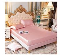 Ensemble de draps lit Reine en Satin Pur Luxe Maison Soyeux Haut Gamme taie d'oreiller Simple Double Drap-Housse avec Bande élastique(Dan Ya YU,US Twin Size 2 pcs)