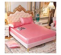 Ensemble de draps lit Reine en Satin Pur Luxe Maison Soyeux Haut Gamme taie d'oreiller Simple Double Drap-Housse avec Bande élastique(Yan zi YU,US Twin Size 2 pcs)