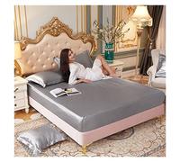 Ensemble de draps lit Reine en Satin Pur Luxe Maison Soyeux Haut Gamme taie d'oreiller Simple Double Drap-Housse avec Bande élastique(Yin Hui,US Twin Size 2 pcs)