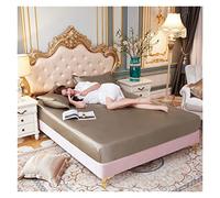 Ensemble de draps lit Reine en Satin Pur Luxe Maison Soyeux Haut Gamme taie d'oreiller Simple Double Drap-Housse avec Bande élastique(Xiang Bin Jin,US Twin Size 2 pcs)