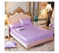 Ensemble de draps lit Reine en Satin Pur Luxe Maison Soyeux Haut Gamme taie d'oreiller Simple Double Drap-Housse avec Bande élastique(Xiang YU zi,US Twin Size 2 pcs)