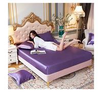 Ensemble de draps lit Reine en Satin Pur Luxe Maison Soyeux Haut Gamme taie d'oreiller Simple Double Drap-Housse avec Bande élastique(Dian Ya zi,US Twin Size 2 pcs)