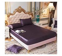 Ensemble de draps lit Reine en Satin Pur Luxe Maison Soyeux Haut Gamme taie d'oreiller Simple Double Drap-Housse avec Bande élastique(Shui Jing zi,US Twin Size 2 pcs)