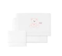 Ensemble de draps POLAIRE "Coral Fleece" Oso Lazo en blanc et rose · pour Minicot · 100% Coton