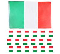 Ensemble de fanions et drapeaux de l'Italie - Fanions toutes saisons d'environ 10 m - 20 drapeaux - Grand drapeau avec œillets d'environ 1,5 x 0,9 m - Football - Événements de rugby, fêtes, sportifs