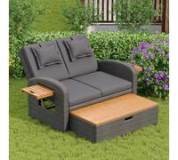 Ensemble de fauteuils de jardin, Fauteuil exterieur pour 2 personnes, dossier réglable, comme lit d'extérieur, 120x74x95 cm, Gris | Aosom France