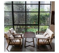Ensemble De Fauteuils Et De Tables Rembourrés Ergonomiques, Meubles En Bois Massif Avec Tissu En Lin Et Coton Respirant, For La Zone Réservée Aux Clients Du Café, Du Bar Et Du Magasin De Desserts(C)