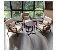 Ensemble De Fauteuils Et De Tables Rembourrés Ergonomiques, Meubles En Bois Massif Avec Tissu En Lin Et Coton Respirant, For La Zone Réservée Aux Clients Du Café, Du Bar Et Du Magasin De Desserts(B)