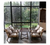 Ensemble De Fauteuils Et De Tables Rembourrés Ergonomiques, Meubles En Bois Massif Avec Tissu En Lin Et Coton Respirant, For La Zone Réservée Aux Clients Du Café, Du Bar Et Du Magasin De Desserts(H)