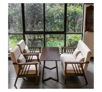 Ensemble De Fauteuils Et De Tables Rembourrés Ergonomiques, Meubles En Bois Massif Avec Tissu En Lin Et Coton Respirant, For La Zone Réservée Aux Clients Du Café, Du Bar Et Du Magasin De Desserts(D)