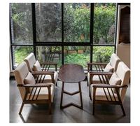 Ensemble De Fauteuils Et De Tables Rembourrés Ergonomiques, Meubles En Bois Massif Avec Tissu En Lin Et Coton Respirant, For La Zone Réservée Aux Clients Du Café, Du Bar Et Du Magasin De Desserts(G)