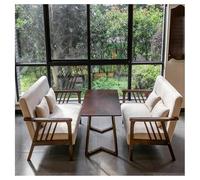 Ensemble De Fauteuils Et De Tables Rembourrés Ergonomiques, Meubles En Bois Massif Avec Tissu En Lin Et Coton Respirant, For La Zone Réservée Aux Clients Du Café, Du Bar Et Du Magasin De Desserts(F)