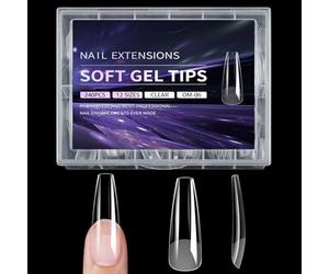 Ensemble de faux ongles carrés transparents, couverture complète en Gel, Extensions de 12 tailles, accessoires de manucure à domicile, 240 pièces, Style6