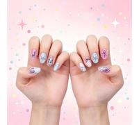 Ensemble de faux ongles en ABS avec finition de couleurs mélangées pastel, 12 tailles pour un usage quotidien, les fêtes, les mariages et les plans spéciaux Ensemble de faux ongles avec ruban de note