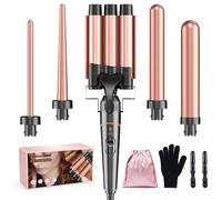 Ensemble de fer à friser 3 barils Fers à friser 5 en 1-BESTOPE PRO Grandes boucles Bigoudis en céramique avec 2 clips