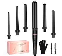 Ensemble de fer à friser avec différentes pièces jointes - Fers à friser BESTOPE PRO 6 en 1 ensemble de grandes et petites boucles, fer à ondes en céramique avec gants