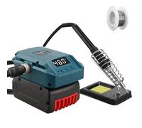 Ensemble de fer à souder pour batterie Bosch 18 V GBA, support de fer à souder pour batterie Bosch 18 V, écran LCD 60 W, température réglable de 180 à 480 °C, fer à souder sans fil avec fil à souder