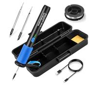 Ensemble de fer à souder sans fil - Ensemble de fer à souder avec support, pointes à souder sans fil et support de soudure avec température réglable (bleu)