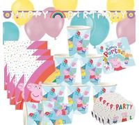Ensemble de fête Anniversaire pour Enfants de Nombreuses pièces Vaisselle décoration d'anniversaire Table d'anniversaire de Nombreux Motifs (Peppa Pig)
