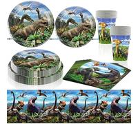 Ensemble de Fête d'anniversaire Dinosaure,51 pièces Anniversaire dinosaures vaisselle,Vaisselle de Fête Dino,assiettes en papier,serviettes,pour les fêtes d'anniversaire,fêtes à theme