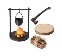 Ensemble de Feu de Camp Miniature,Kit de Camping pour Jardin Féerique - Mini Poêle Suspendu et Feu de Camp,pour la Maison Fêtes en Intérieur Rassemblements Familiaux Jardin Féerique