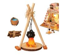 Ensemble De Feu De Camp Miniature | Kit De Modélisme À L'Échelle 1 12 Pour Accessoires De Maison De - Bouilloire Théière Avec Réchaud Suspendu Miniature | pour Maison, Extérieur, Vacances et Rassemble
