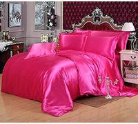 Ensemble de Feuille de lit Guojm Ensembles de literie en Soie en Satin Couvrette Couvrette Plate Plate Twin Twin Full Queen 4pcs Linet Ensemble Noir 100% or-13-13-queen Plat 4pcs