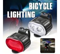 Ensemble de feux avant et arrière pour vélo, phare LED rechargeable, feu arrière, projecteur portable pour vélo de montagne, conduite nocturne White LampA