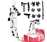 Ensemble de figurines d'action T13 Titan 13 Robot imprimé 3D Robo 13 articulé, pour collectionneurs, décorations de bureau, noir/vert/rouge noir (assemblage terminé) (blanc)