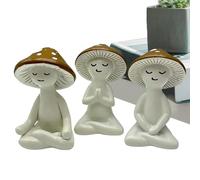 Ensemble de figurines de champignons - Jolies statues en résine, ornement de table décoratif avec esthétique de méditation, charmante sculpture végétale pour étagère de table, étagères, vitrines, cham
