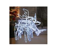 Ensemble de Figurines de Rennes de Noël 3 pcs Ornement de Fêtes Décoration de Vacances Lumière de Noël Jardin Extérieur Blanc Froid