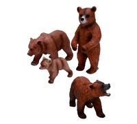 Ensemble de Figurines d'ours Grizzli en PVC de qualité Supérieure, 4 Pièces, pour Collectionneurs d'animaux et Décoration de la Maison (4 Ensemble)