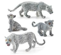 Ensemble de Figurines léopard des neiges - 4 Jouets Animaux de la Jungle Miniature réaliste | Highland Wildlife Figures Playset, Toppers, Cadeau d'anniversaire pour, Jouet éducatif pa