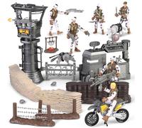 Ensemble de figurines militaires et accessoires d'armes, jouets de moto militaire et d'anniversaire pour enfants de 3 à 8 ans