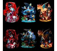 Ensemble de figurines Pokémon Gk avec éclairage LED, statue de collection, Charizard, Blastoise, Venusaur, décoration de bureau, cadeau pour les fans d'anime A