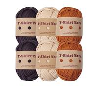 Ensemble de Fil à Tricoter 6pcs Fil T-Shirt Gros Spaghetti Élastique pour Crochet Sacs Jeter Couverture Tapis Décor- Ensemble A