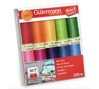 Ensemble De Fil Gutermann Sew All - 10x 100m Bobines Mélange De Couleurs - Vives