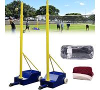 Ensemble de filet de badminton portable avec poteaux en métal, filet de volleyball pour extérieur, jardin, entraînement avec roues pour terrain de sport