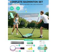 Ensemble De Filet De Badminton Portable ¿ Étui De Rangement ¿ Base Autonome ¿ Installation Rapide ¿ Filet De Badminton Pop-Up Avec 4 Raquettes,4 Volants Pour Jeux D'intérieur Et D'extérieur