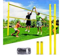 Ensemble De Filets De Volley-Ball Et De Badminton Professionnels Réglables avec Base en Acier - Poteaux Réglables en Hauteur pour Gymnases Intérieurs, Parcs Extérieurs, écoles Et Jardins.