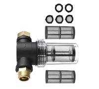 Ensemble de filtre à sédiments en ligne avec écrans en maille compatible avec les nettoyeurs haute pression de jardin 1,9 cm, raccord de tuyau de 1,9 cm, pré-filtre pour nettoyeur haute pression
