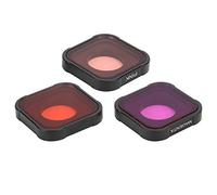 Ensemble de Filtres de Plongée pour Objectif de Filtre D'appareil Photo 3 en 1, Filtre D'objectif Rouge/rose/violet, Ensemble de Filtres de Plongée Sous-marine à Lentille en Verre Optique, Housse de P