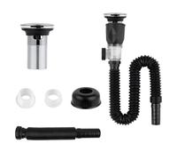 Ensemble de filtres de vidange d'évier de salle de bain avec attrape-cheveux inclus - Tuyau flexible anti-odeurs - 17 cm - 94 cm - Anti-fuite - Tuyau de vidange universel