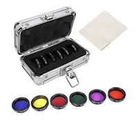 Ensemble de filtres d'objectif de filtre lunaire de télescope 1.25 pouces, ensemble de 6 filtres de couleur (jaune + orange + rouge + vert + bleu + violet), filtre d'oculaires de télescope, verre opti