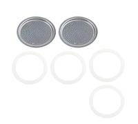 Ensemble De Filtres Et Joints D'étanchéité En Silicone For Cafetière Moka, Remplacement De Pot Moka Comprenant 2 Filtres Et 4 Joints D'étanchéité En Silicone(3Cup)
