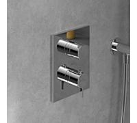 Ensemble de finition Villeroy et Boch Conum TVS12700200061 thermostat encastré avec réglage de volume bidirectionnel, montage mural, chromé